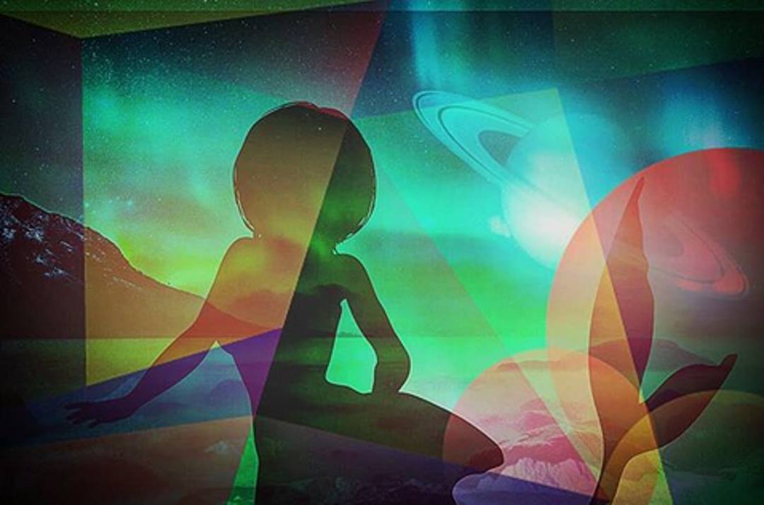 Mermaid pondering space-galaxy